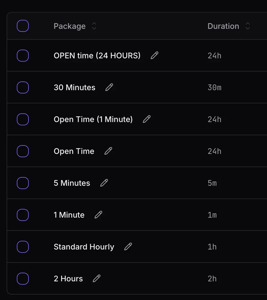 Sargo pricing packages page for creating flat-fee and hourly packages